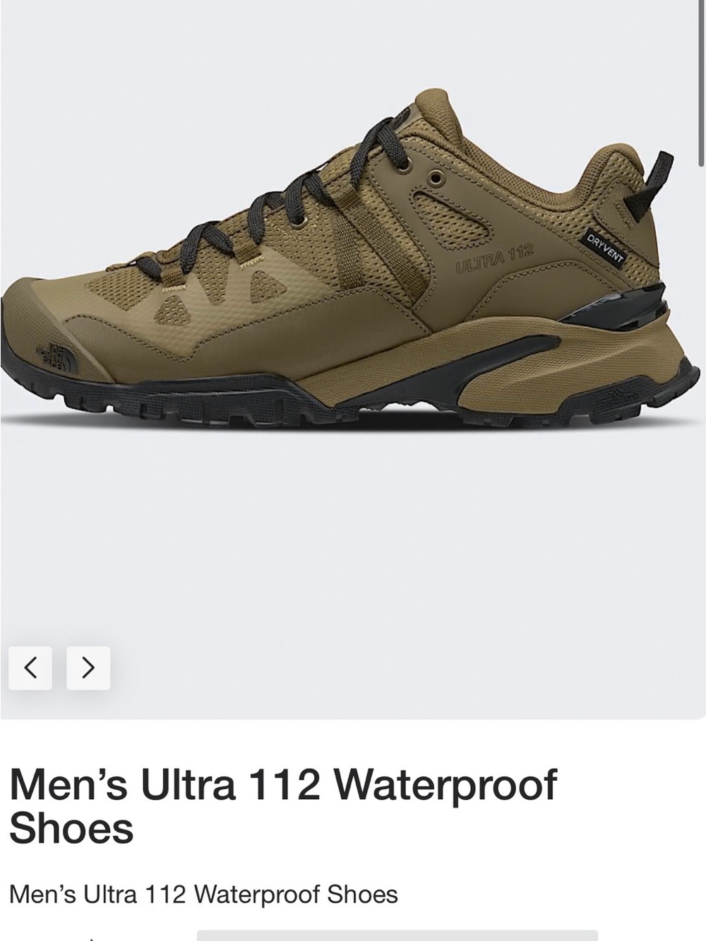 🖤 LIKE NEW 🖤 The North Face Men’s Ultra 112 Waterproof Shoes - Olive/Black
